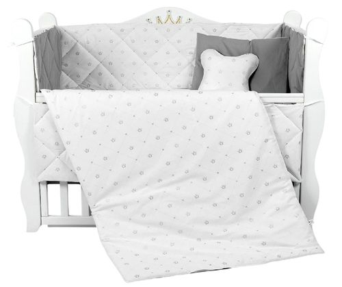 купить Детское постельное белье PernaMea Set lenjerie 8 piese Coronita Gri (PM.102145/2) в Кишинёве 