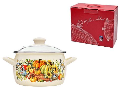 купить Кастрюля Metalac 57033 Cratita emailata Bostan 16cm, 2.4L, capac din sticla в Кишинёве 