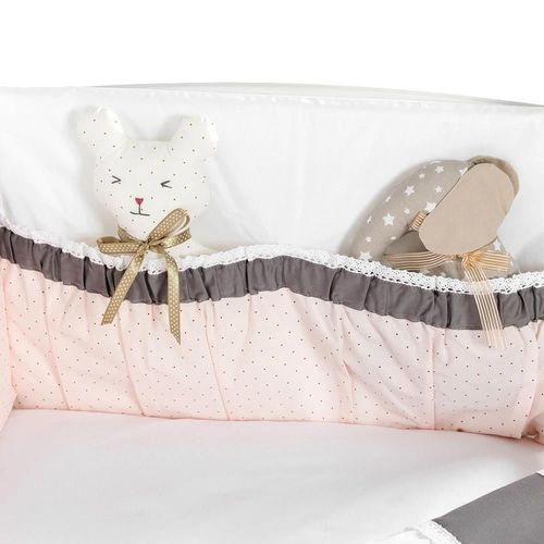 cumpără Lenjerie de pat pentru copii PernaMea Set lenjerie 8 piese Renaissance Buline Roz (PM.101641/4) în Chișinău 