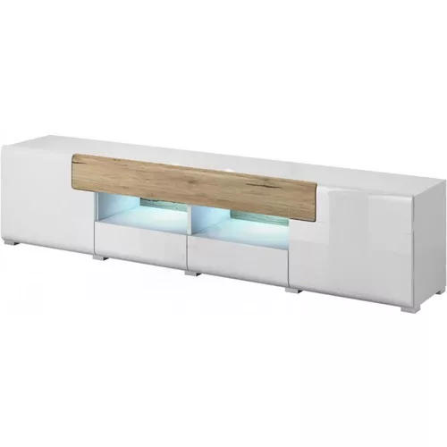 купить Тумба напольная для TV Helvetia Toledo №40 2D3S White Gloss/Sanremo Oak Light в Кишинёве 