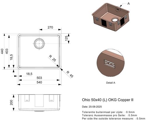 купить Мойка кухонная Reginox R40898 Ohio 50x40 Gold II в Кишинёве 