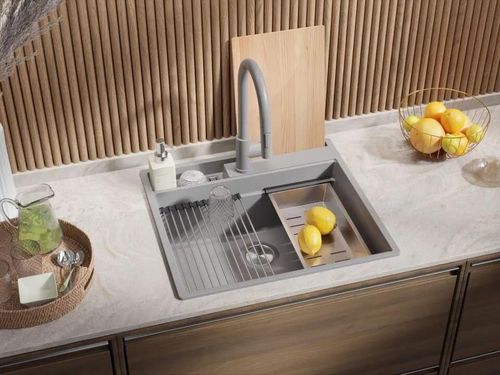 cumpără Chiuvetă bucătărie Primagran Oslo 60 Pocket Multilevel Grey + accesorii 530x580 MOCKG în Chișinău 