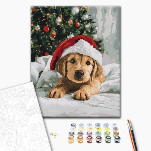 купить Картина по номерам BrushMe BS54505 40x50cm (în cutie) Prieten pufos de Crăciun в Кишинёве 