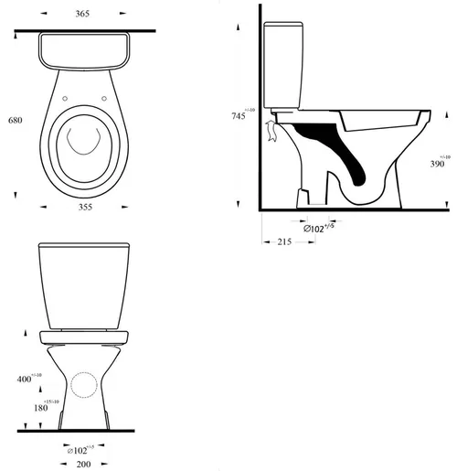 купить Унитаз Ege Vitrifye E14103 (fara mecanism) ERA, fara capac, evacuare verticala в Кишинёве 