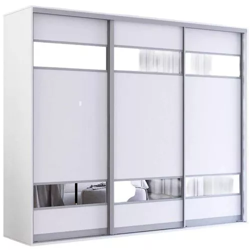 купить Шкаф Mobildor-Lux Раздвижные двери Fox из ДСП с зеркальными элементами (270x60x220H см) Белый в Кишинёве 