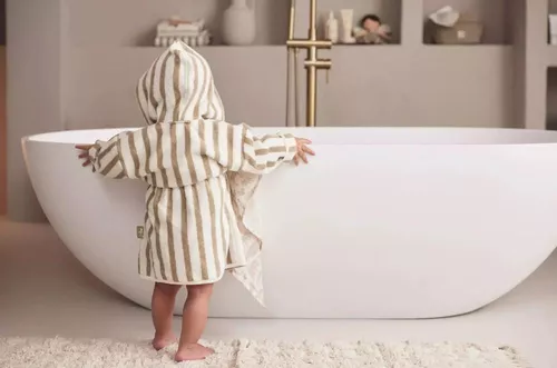 cumpără Accesoriu pentru cei mici Jollein 060-809-67058 Halatel de baie Stripe Terry Olive Green GOTS (3-4 ani) în Chișinău 