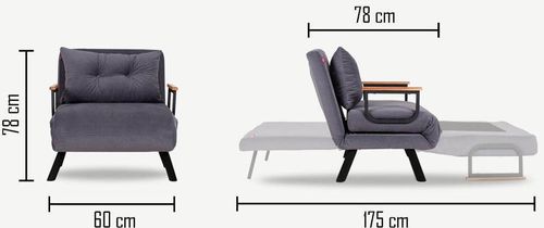 купить Диван Trendy Sando Single extensibila cu 1 loc 78x78x60cm Gri в Кишинёве 