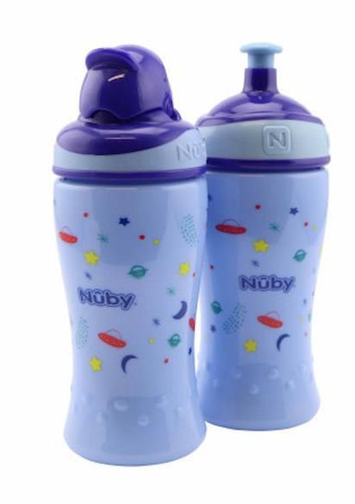 cumpără Cană cu pai Nuby NV04017BLUE набор 2шт 360ml Pop-up cup(18m+) + Flip-it(12m+) Blue în Chișinău 