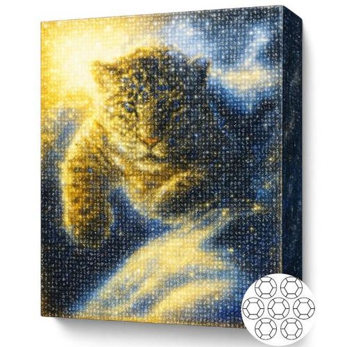 купить Картина по номерам Art Gallery GB87754 Mozaic cu diamante 30x40cm Leopard in salt в Кишинёве 