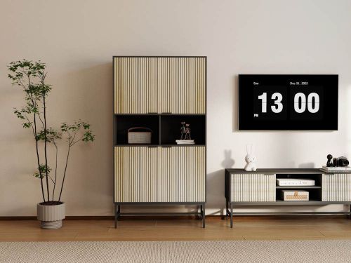 cumpără Dulap de birou Deco Merlin Plus 100x50x184H Oak/Black în Chișinău 