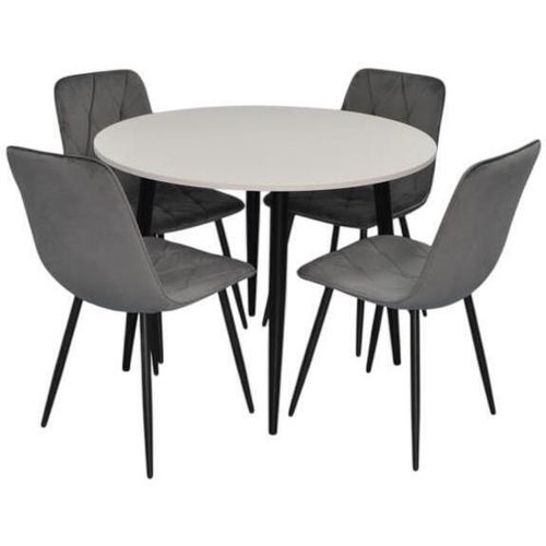 купить Комплект стол и стулья Evelin di Costacurta cтол DT-402-3B + 4 стула YTC-080B Bluvel-14 (Dark grey) в Кишинёве 