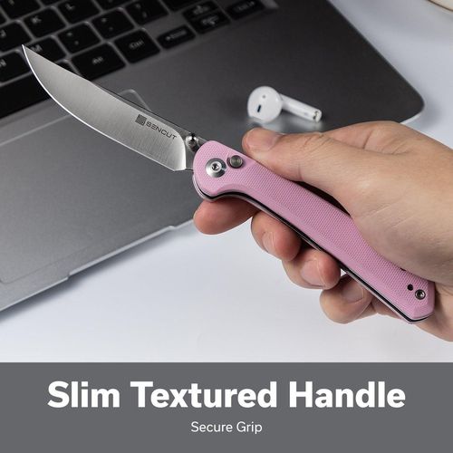 купить Нож походный Sencut S25007-3 Skelfin, G10 roz pudrat, Button Lock в Кишинёве 