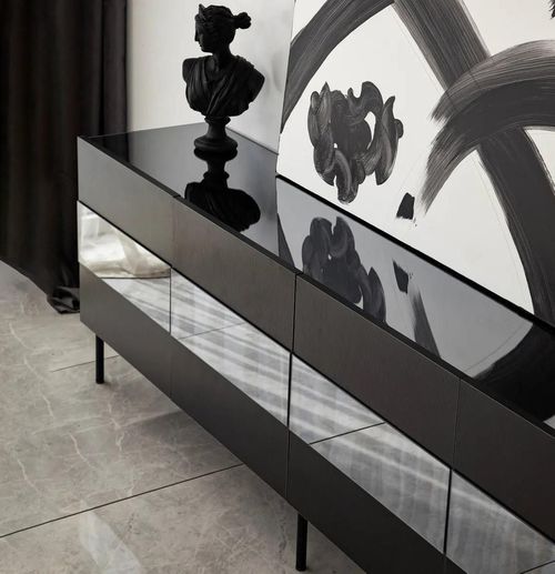 купить Тумба напольная для TV Trendy Leon, Negru, Fume в Кишинёве 