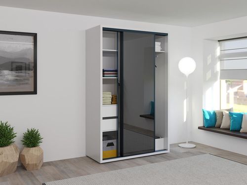 купить Шкаф Bayro Parma Graphite 1400x2250x600 белый, купе в Кишинёве 