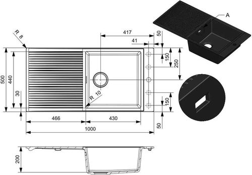 cumpără Chiuvetă bucătărie Reginox R36907 Paris 430 Pure Black în Chișinău 