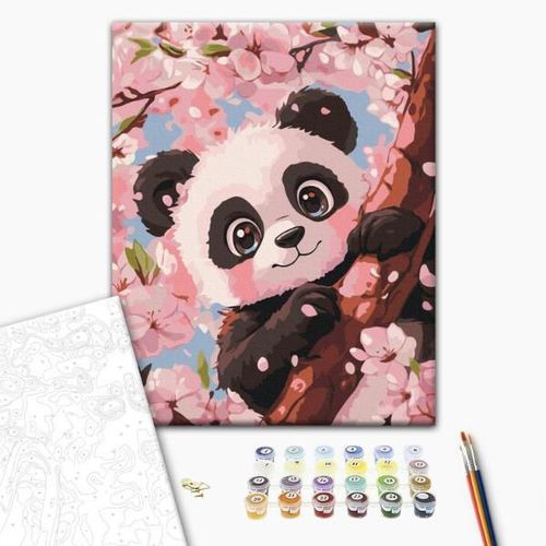 купить Картина по номерам BrushMe KBS0181FC 30x40сm (fără cutie) Panda drăguț в Кишинёве 