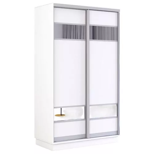 купить Шкаф Mobildor-Lux Fox uși glisante din PAL cu elemente din oglindă (110x60x210H cm) Alb в Кишинёве 