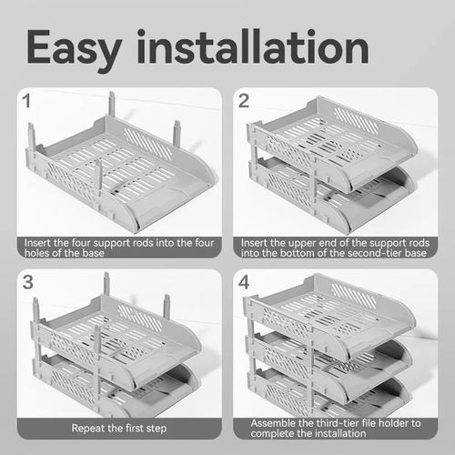 купить Лоток для документов Deli DLE9213-GR Set 3 tavite suprapozabile, gri в Кишинёве 