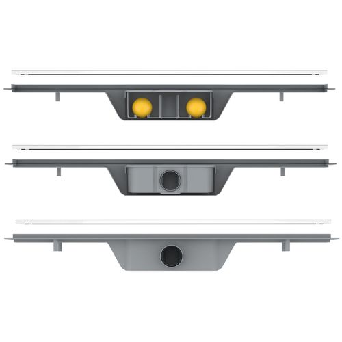 Rigolă de duș liniară 70 cm Volle, sistem obloane uscate, cu grătar „line”. 