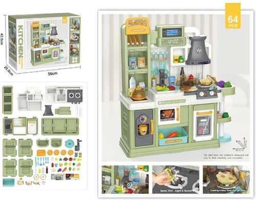 купить Игрушечная кухня и посуда Essa 8086B Micul chef, bucătărie interactivă cu accesorii, 64elem в Кишинёве 