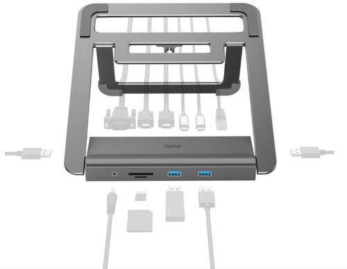 купить Переходник для IT Hama 200106 USB-C Docking Station with Notebook Stand, 12 Ports в Кишинёве 