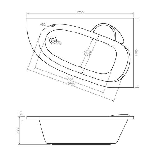 cumpără Cadă de baie Bonito асимметричная Home Blanca 1700x1100 правая акрил în Chișinău 