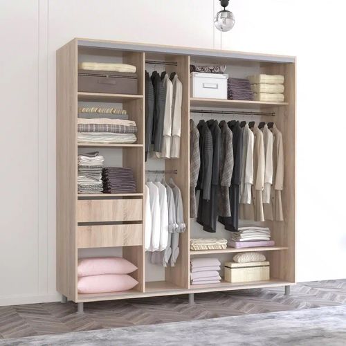 купить Шкаф Mobildor-Lux Арон с горизонтальными раздвижными дверями (230x60x220H см) Sonoma в Кишинёве 