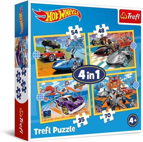 купить Головоломка Trefl 34627 Puzzles 4in1 Hot Wheels vehicles Mattel Hot Wheels в Кишинёве 