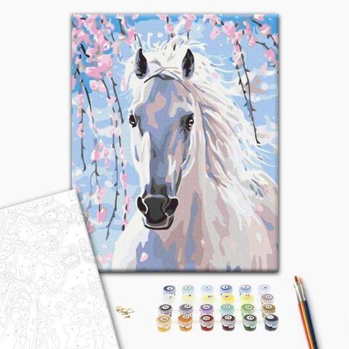 cumpără Tablou pe numere BrushMe RBS8528FC 30x40cm (fără cutie) Cal în flori de sakura în Chișinău 
