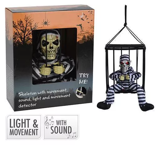 cumpără Decor Promstore 42944 Сувенир LED Скелет в клетке подвесной 28x23cm, музыка în Chișinău 
