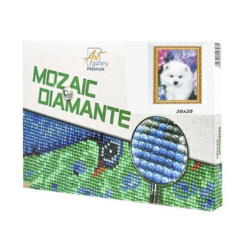 cumpără Tablou pe numere Art Gallery JS27508 Mozaic cu diamante 20x30cm Catelus alb pufos în Chișinău 