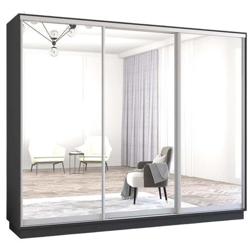 купить Шкаф Mobildor-Lux Fox uși glisante din oglinzi (270x60x200H cm) Anthracite в Кишинёве 