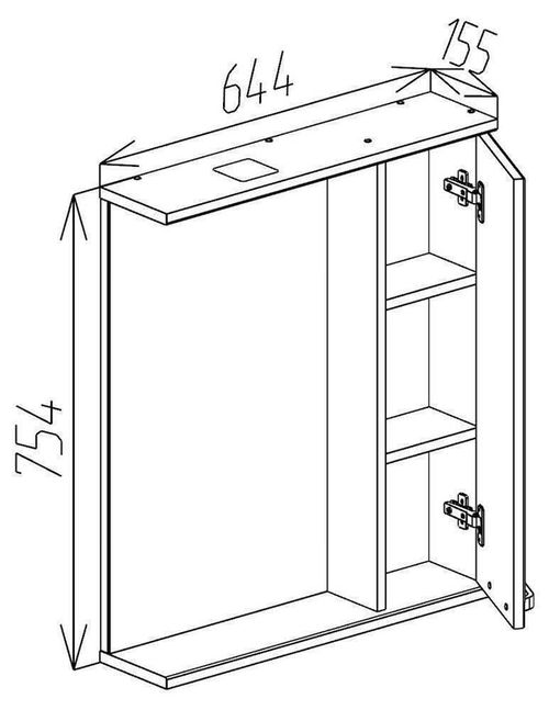 купить Зеркало для ванной Bayro Rivera 650x750 правый беж в Кишинёве 