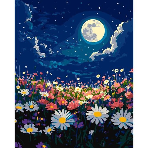 cumpără Tablou pe numere Ideyka (KHO6386) Mystical night over a spring meadow, 40х50 în Chișinău 