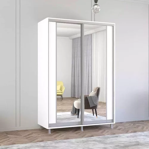 купить Шкаф Mobildor-Lux Арон с вертикальными зеркальными раздвижными дверцами (160x60x220H см) Brilliant White в Кишинёве 