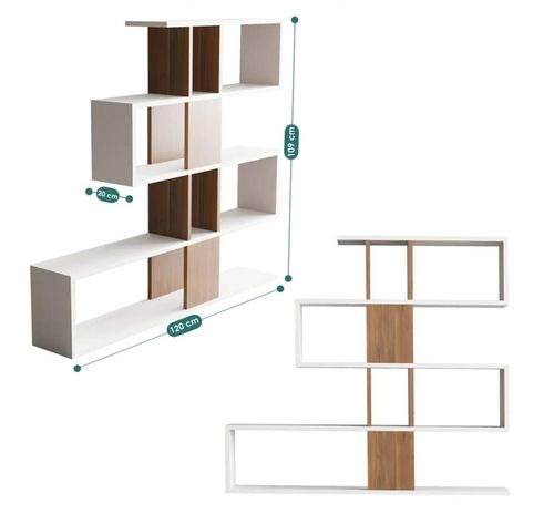 cumpără Raft de birou Trendy Karlin, Alb, Nuc 120x109x20cm, raft de carti în Chișinău 