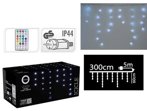 cumpără Ghirlandă Promstore 20336 Luminite de Craciun Cortina, 85LED, alb, 3x0.6m, 8reg.+telecom. în Chișinău 