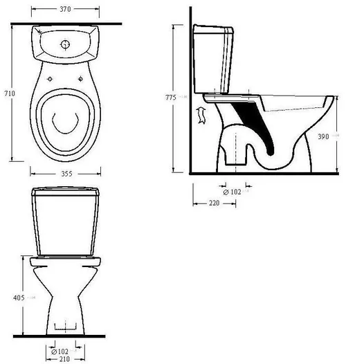 купить Унитаз Ege Vitrifye E15103 (fara mecanism) KAPYA, fara capac, evacuare verticala в Кишинёве 