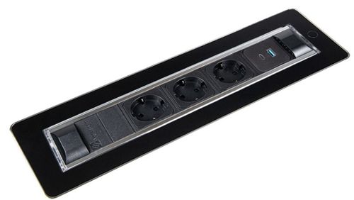 купить Розетка электрическая ASA Plastici 060.24F.00031 Versaturn 3.0 3 sockets F+1 USB.5V(A+C) Black glass 2684ASA_A_A58 в Кишинёве 