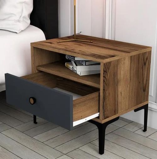 cumpără Noptieră Trendy Lizbon-529, Nuc, Antracit, 56x50x40cm (GTR001516) în Chișinău 