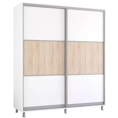 купить Шкаф Mobildor-Lux Раздвижные двери Aron-P из ДСП - горизонтальные (190x60x200H см) Белый Brilliant в Кишинёве 