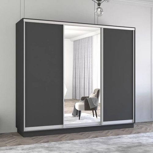 cumpără Dulap Mobildor-Lux Fox uși glisante din oglindă și PAL (240x60x200H cm) Anthracite în Chișinău 