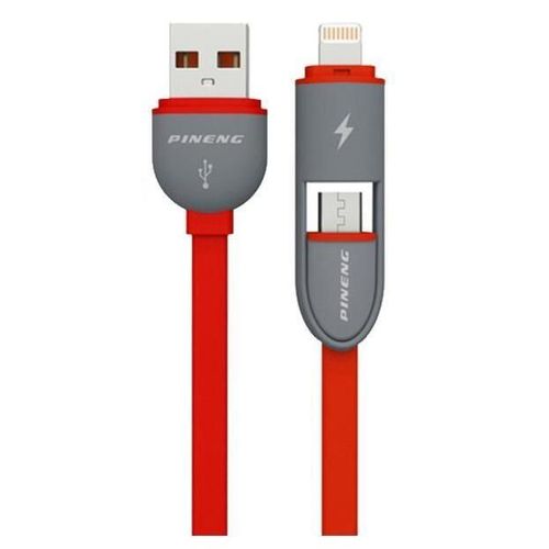 cumpără Cablu telefon mobil Pineng PN-301 Rapid Lightning/Micro USB 2in1 (rosu) în Chișinău 