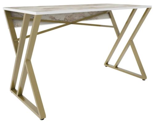 cumpără Masă de birou Trendy Gyza, AlbAur, 120x75x60cm în Chișinău 