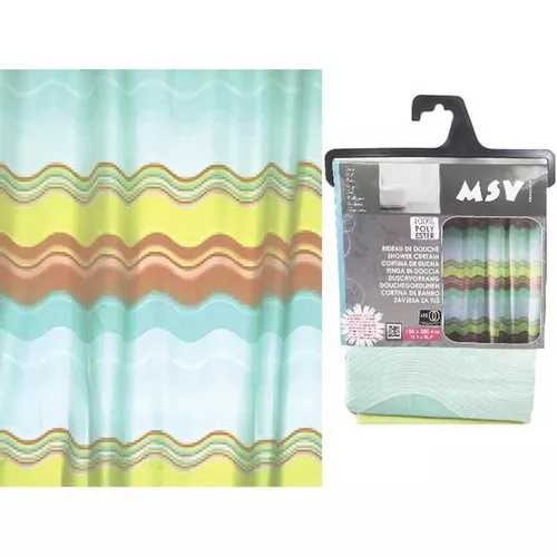 купить Занавеска для ванной MSV 40390 180x200cm волны синий-желт-кр в Кишинёве 