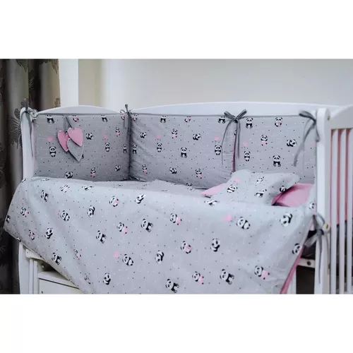 cumpără Lenjerie de pat pentru copii PernaMea Set lenjerie 8 piese Baby Panda Roz (PM.100262/1) în Chișinău 