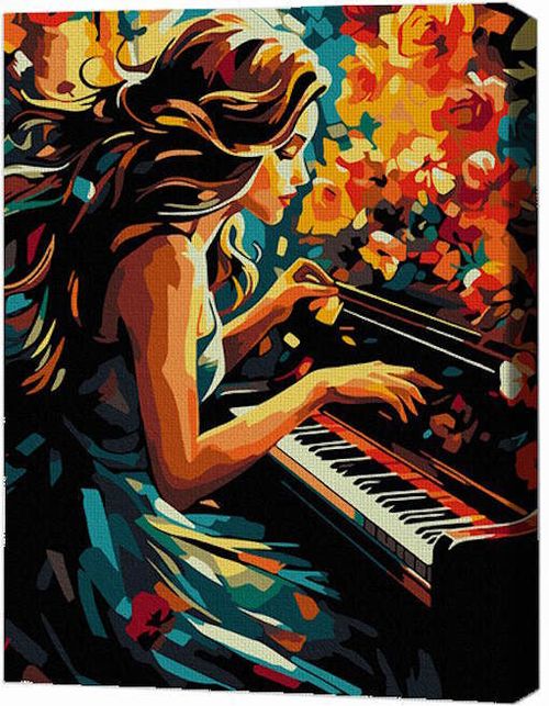 cumpără Tablou pe numere BrushMe RMGB027FC 30x40сm (pânză neagră/fără cutie) Muzica sufletului în Chișinău 
