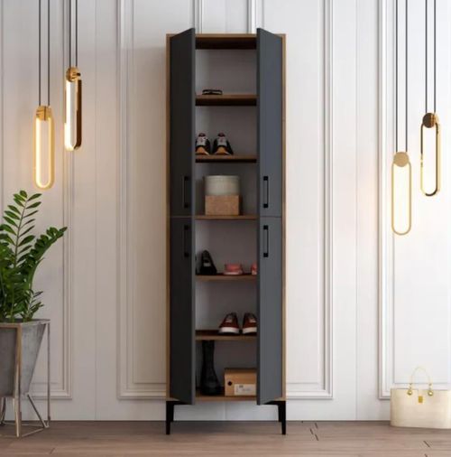 cumpără Raft pentru încălțăminte Trendy Berlin A, Nuc, Antracit 60x200x35cm în Chișinău 