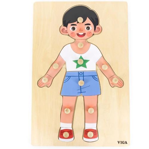 cumpără Puzzle Viga 446690 Puzzle din lemn cu buton Băiețel, 11 elem. în Chișinău 