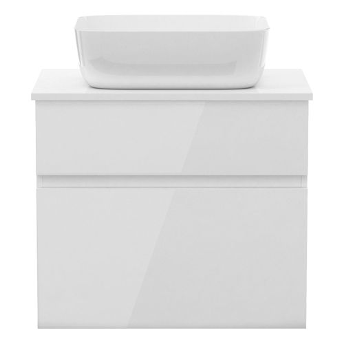 BLATNA L комплект мебели 70см, белый: тумба подвесная, со столешницей, 2 ящика + умывальник накладной арт i11143 